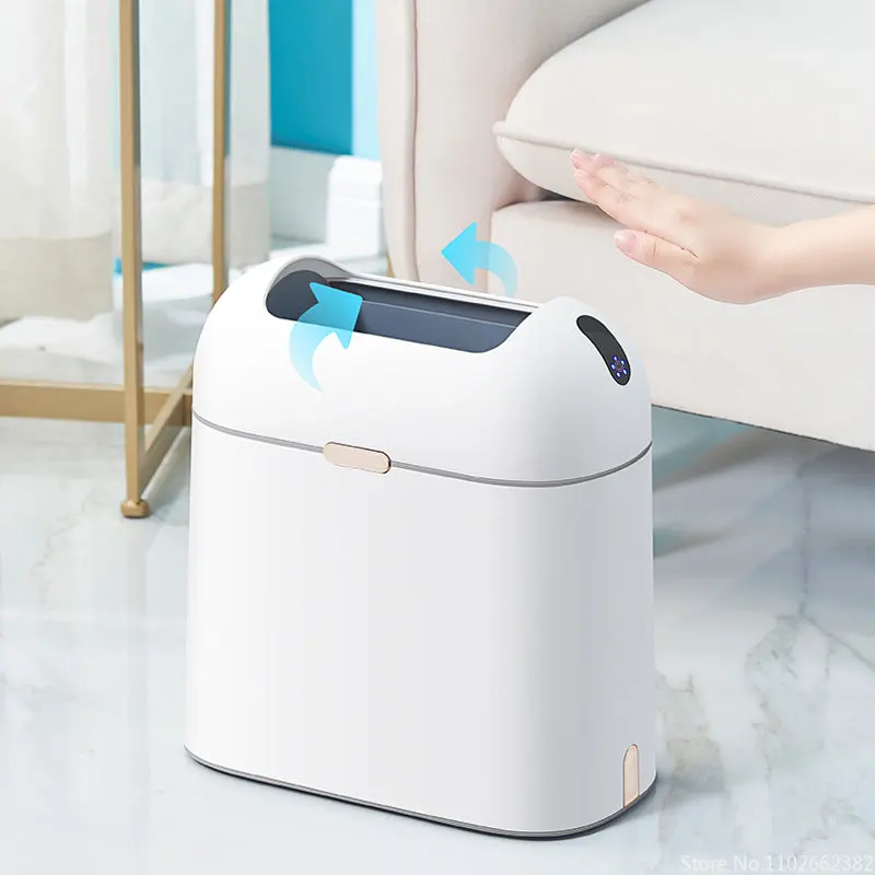 9L Smart Sensor Garbage Bin Kitchen Bathroom Toilet Trash Can Automatic Induction Waterproof Narrow Bin For Home trash can,desktop trash can
