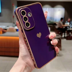 Custodia per telefono Shockproof a forma di cuore con protezione per l'obiettivo in elettroplaccato