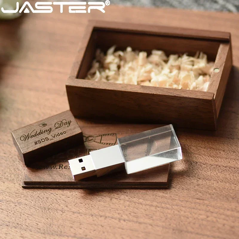 Jaster-cristal de Madeira Usb Flash Drive Pen Drive u Disco Memory Stick Pendrive 4gb 8gb 16gb 32gb 64gb Presente de Casamento - Imagem 5