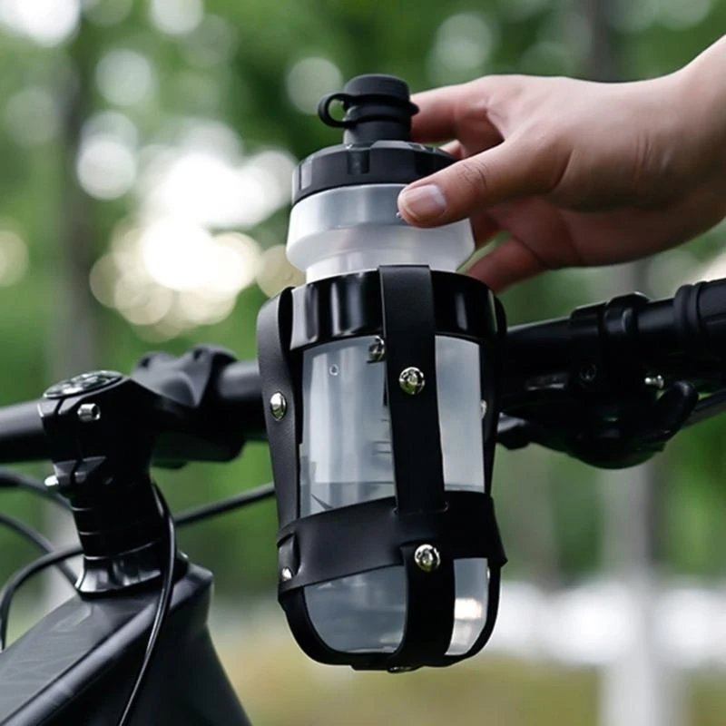 Vintage Leather Bike Cup Holder - Adjustable Drink Holder For Bicycles, Wheelchairs & Scooters