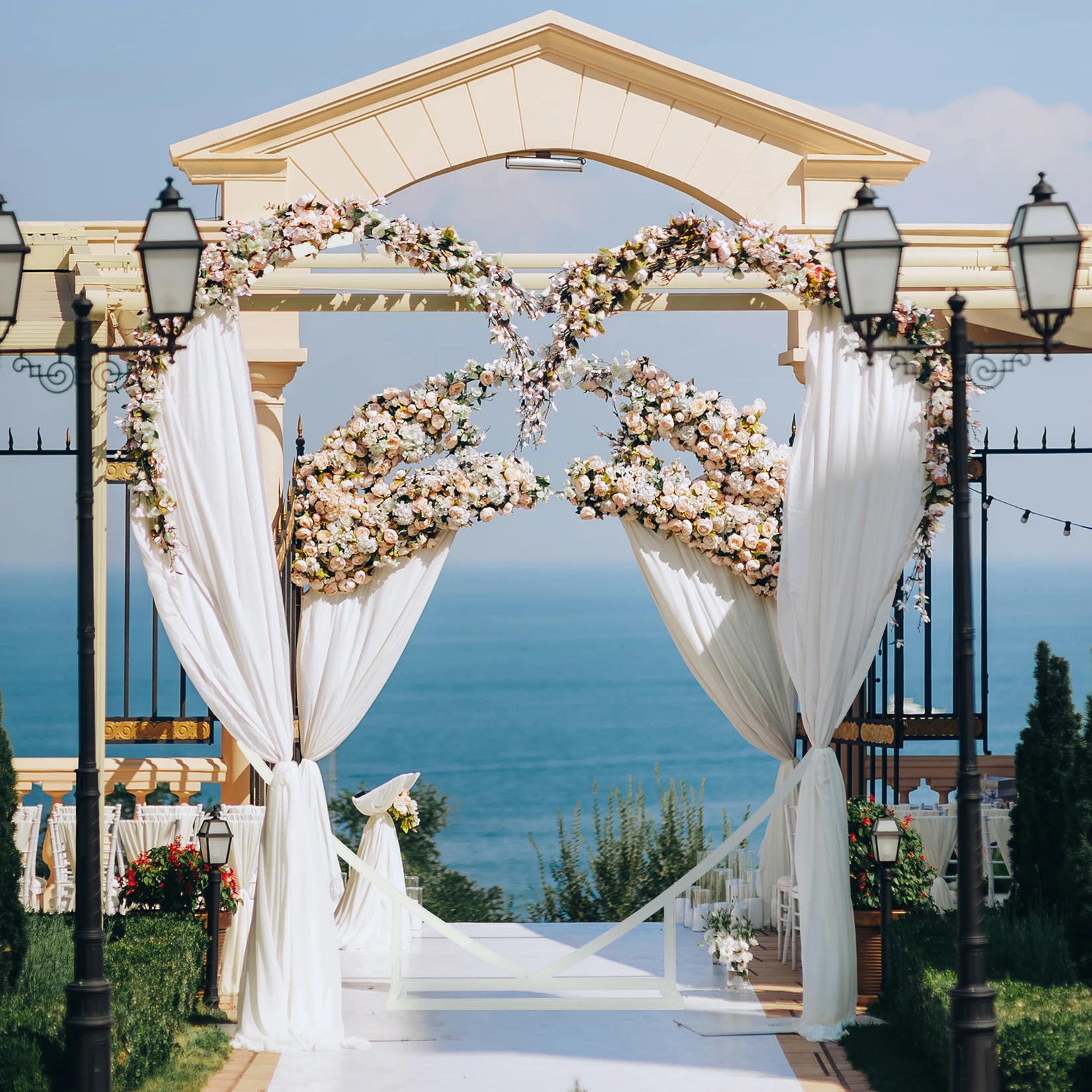 Balloon Arch Kit Heart Shaped White Metal Balloon Arch Stand Frame Display Kit Love Balloon Arch Frame for Proposal Wedding Valentine&rsquo;s Day