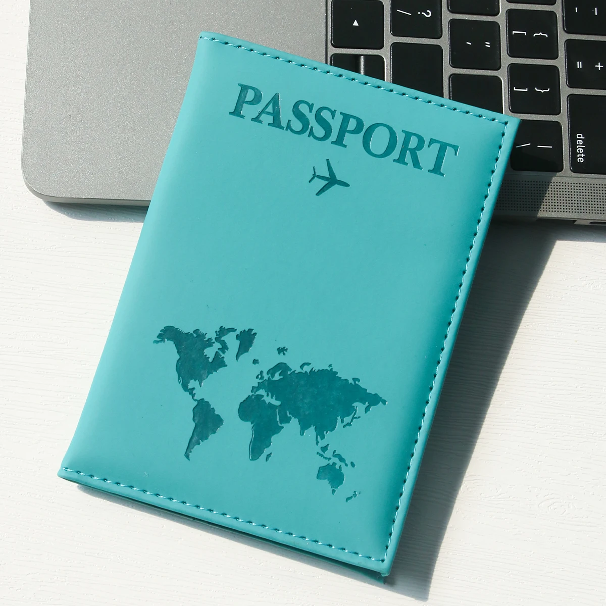 Sleek Map PU Leather Passport Holder - Essential Travel Accessory