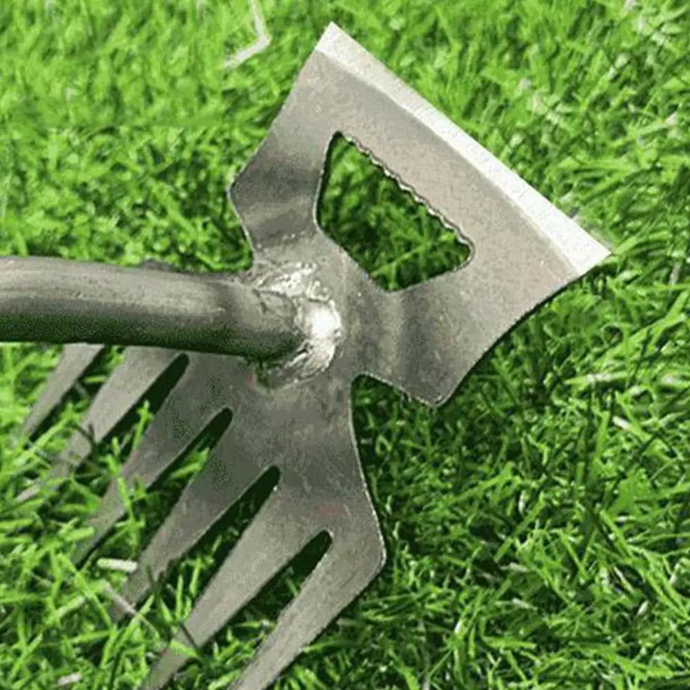 1pc Garden Rake Household Garden Weeder Digging Ground Red Farming Tools Weeds Removal Stainless Steel