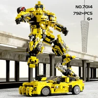 800PCS Transformation Optimus Prime Bumblebee Building Blocks 10302 Truck Sport Car Bricks Toy Gift For Kid Children 2