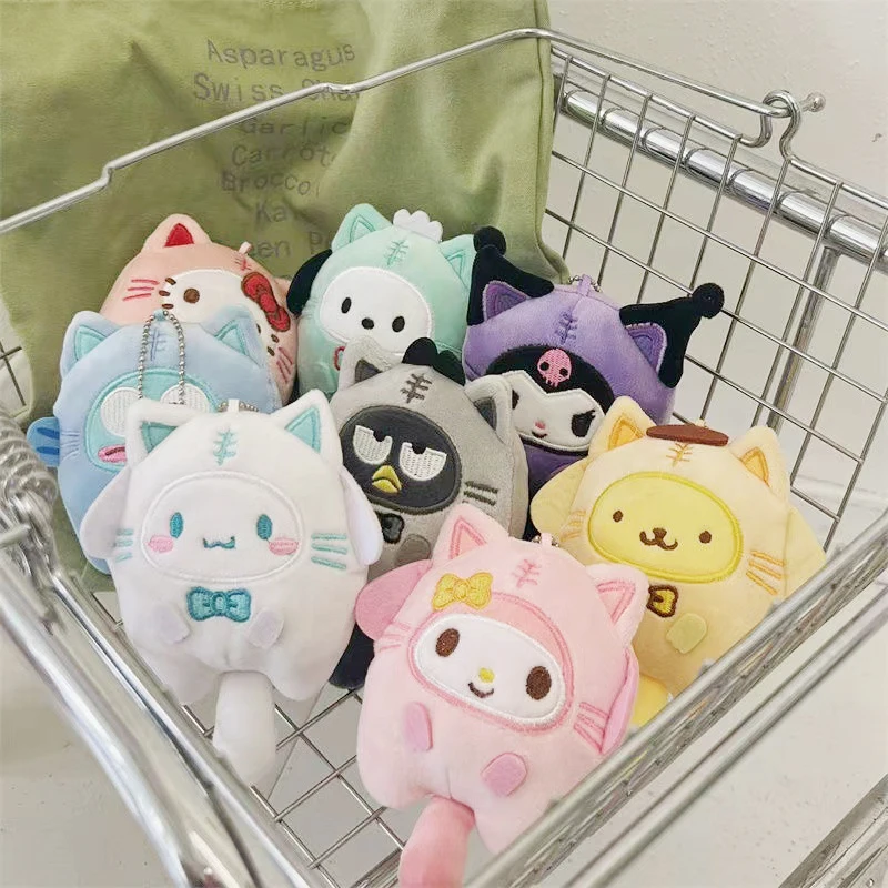 

Брелок Sanrioed Kuromi Cinnamoroll в виде перекрестной кошки, куклы, мелодия, аниме, милая Фотосумка, подвеска, декоративный подарок