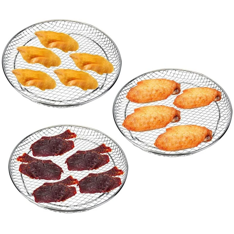 AD-Air Fryer Three Stackable Dehydrator Racks For Gowise Ninja Stainless Steel Air Fryer Rack Fit All 4.2-5.8QT
