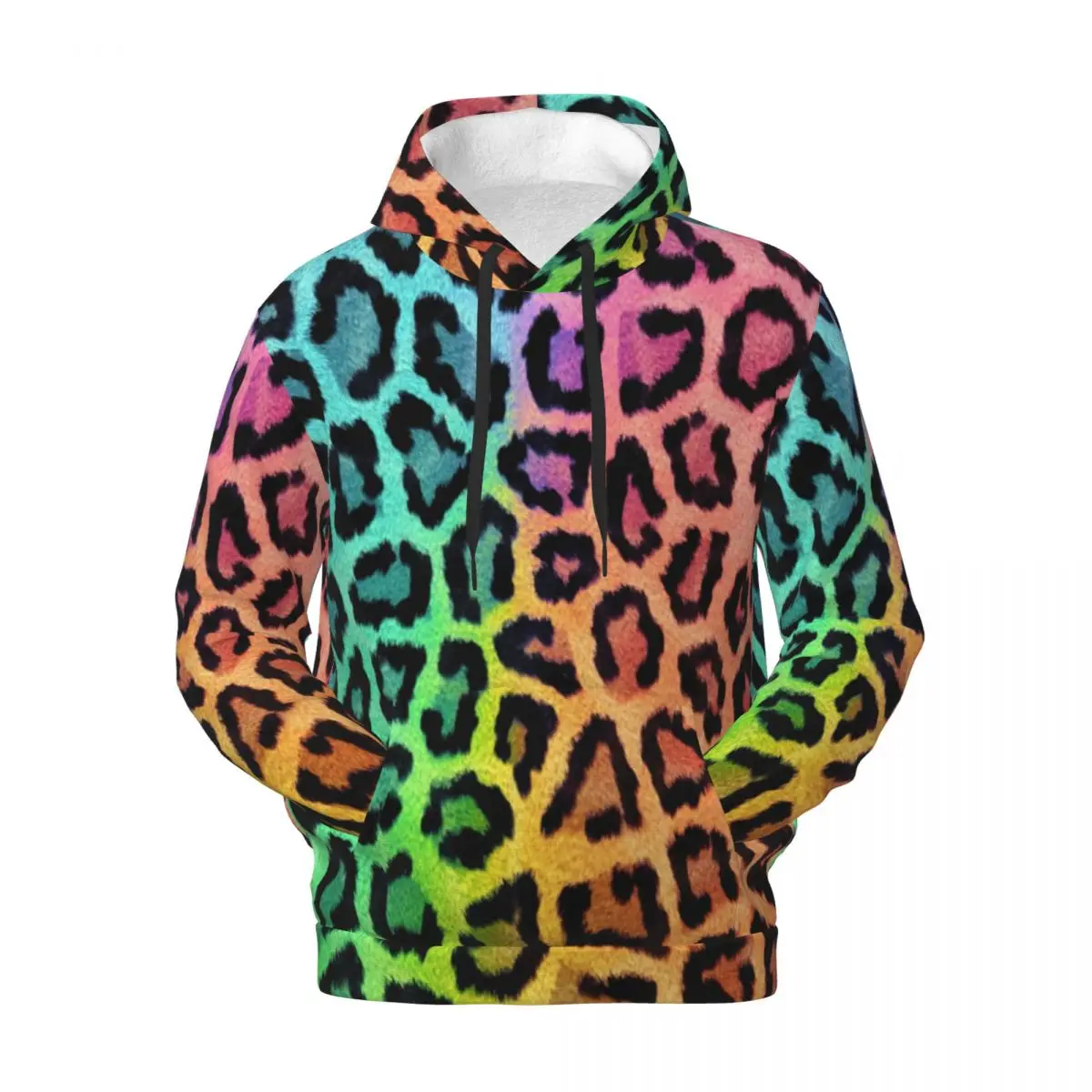 

Rainbow Leopard Print Hoodies Autumn Animal Skin Art Korean Fashion Sweatshirts Couple Harajuku Classic Oversize Hoodie