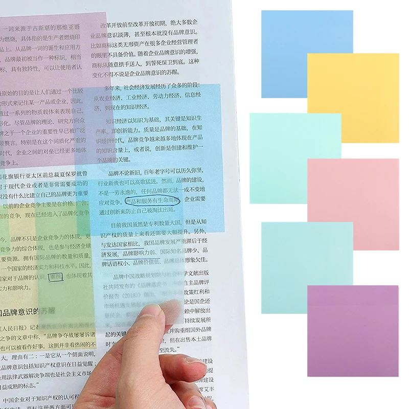 (4 팩) 50 개/팩 투명 3x3 인치 포스트 스티커 메모 패드 메모장 주머니 학교 문구 사무용품, 메모 패드 투명 스티커