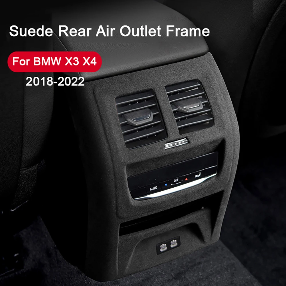 BMW X3 X4 F25 G01 G02 F26 2018-2022 용, 스웨이드 뒷줄, 후면 에어컨 통풍구, 장식 패널 프레임 커버 액세서리