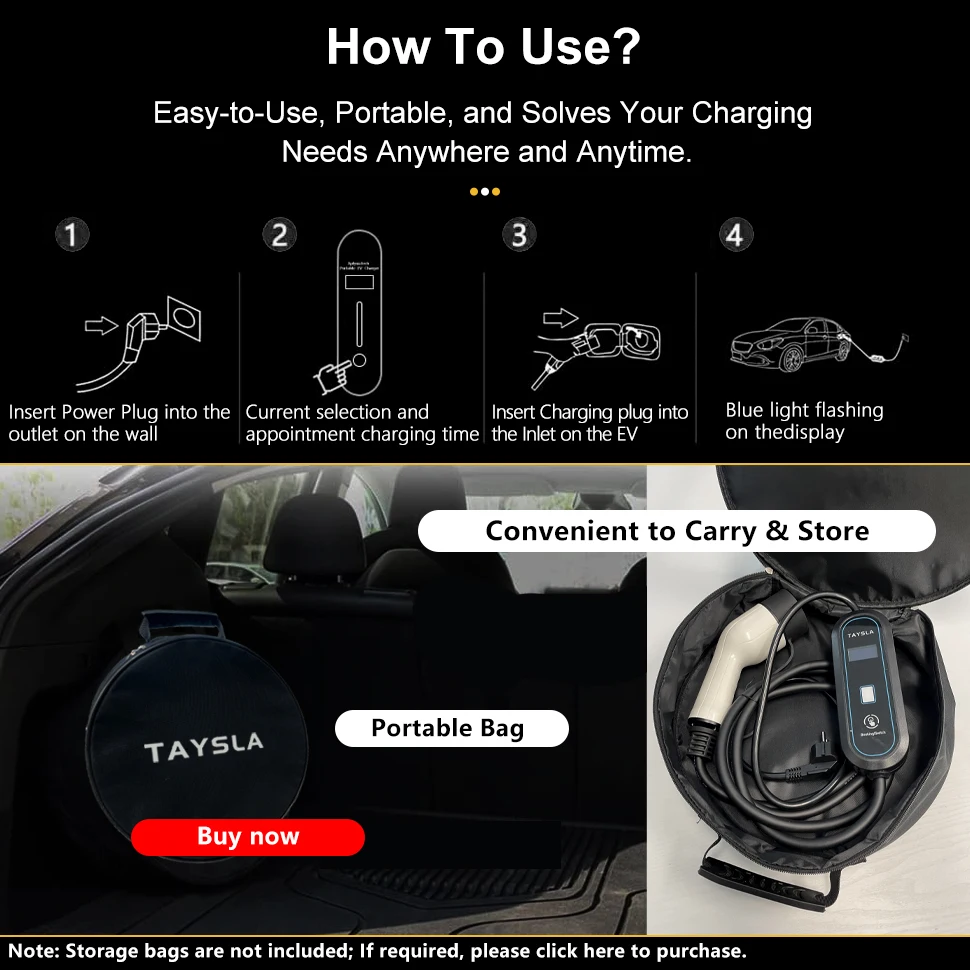 Electric Vehicle EV Charger NEMA 5-15 Plug Level 1 Charging Cable for TYPE 1 J1772 Electric Cars Indoor Outdoor Use 15