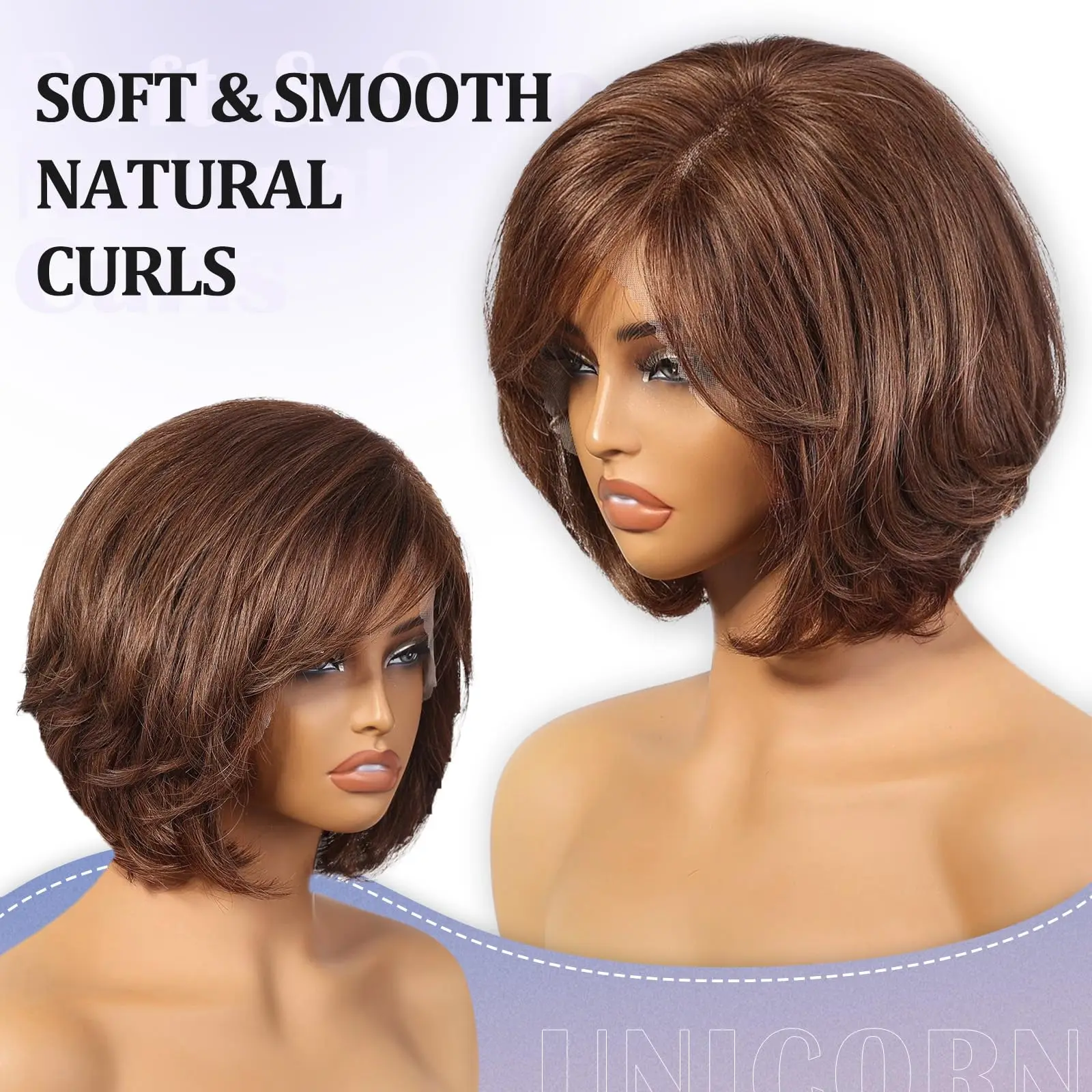 Blonde Remy Human Hair with Bangs Body Wave Short Bob Wigs Lace Frontal Wigs for White Women Daily Use 12 Inches Wavy Wigs Daily