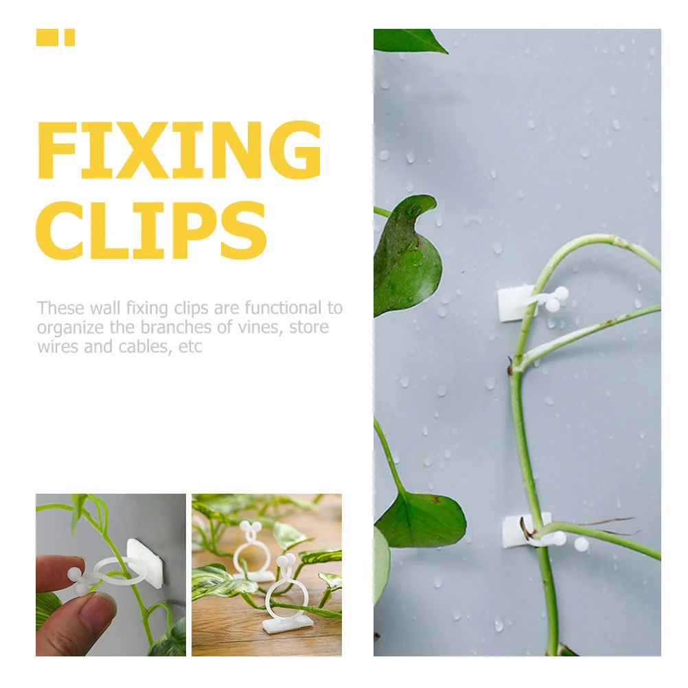 100 Pcs Plant Clips Wall Mount Holder Stick White Resin Climbing Support Indoor