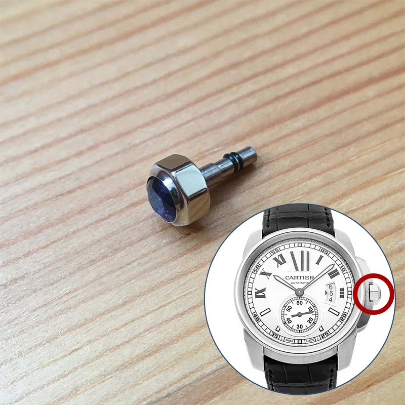 Steel Double Waterproof Sapphire Crystal Watch Crown For Calibre De Cartier 42Mm Automatic Original Genuine Watch