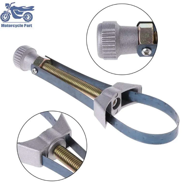 Hand Tool Adjustable 60mm To 120mm Oil Filter Wrench Adjustable Universal AUTO Motor Bike Removal Strap Wrenchs Steel Removal car oil filter wrench tool adjustable 3 way oil filter removal tool universal car repair interface special tools car accessories