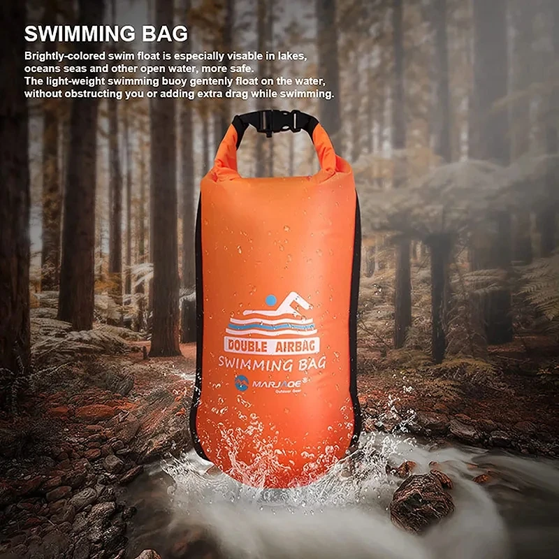 20L Inflatable Open PVC Swimming Buoy Tow Float Dry Bag Double AirBag With  Waterproof Phoone Dry Bag Water Sport Safety Bag