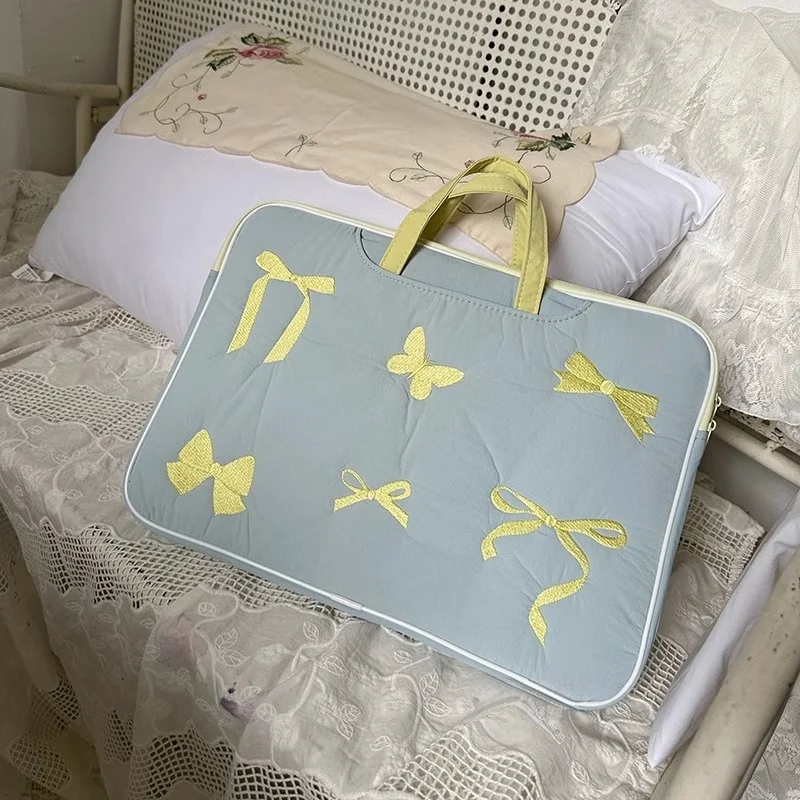 Chic Embroidered Bow Laptop Carry Bag - Multiple Sizes