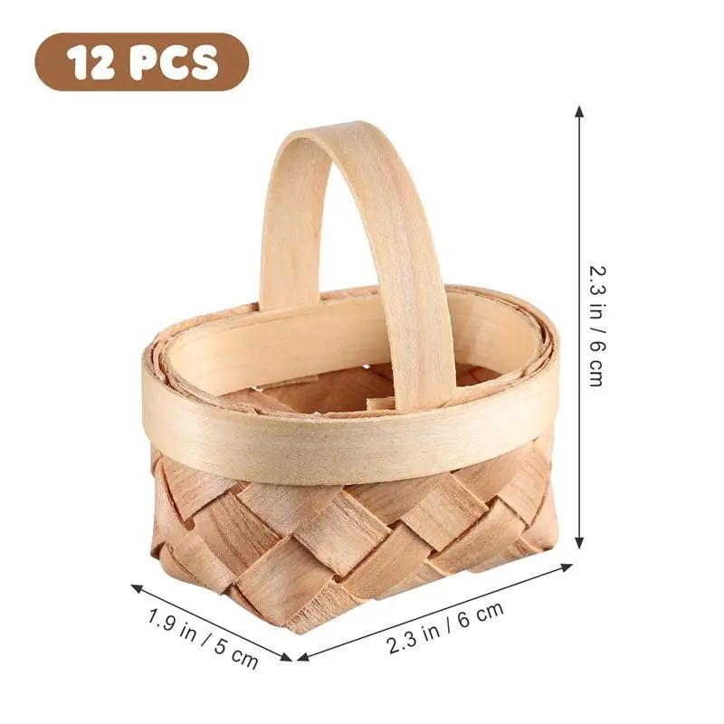 Lot De 12 Mini Paniers En Osier - Pour Mariage, Bonbons, Décoration - Panier Miniature En Bois Tissé - 10
