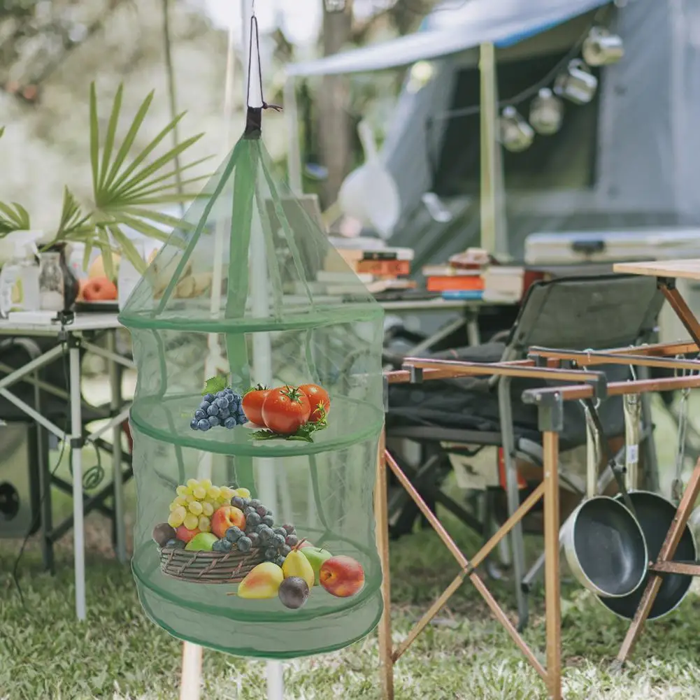 Hanging Mesh Dish Dryer Breathable Fish Drying Racks Multifunction Fish Drying Net Dustproof for Vegetables Fruits 3 Layers