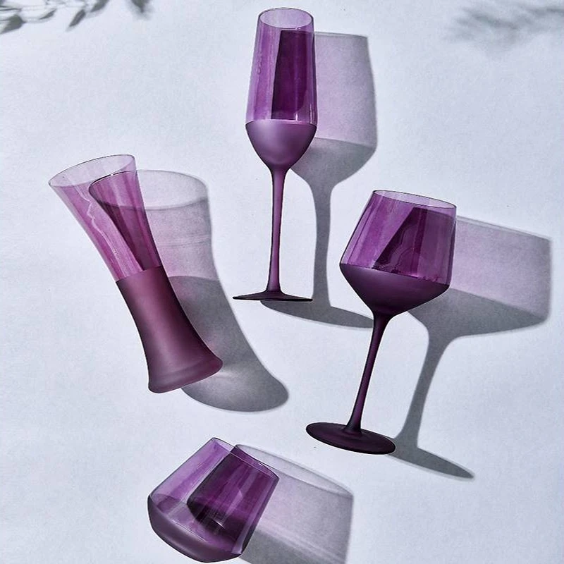 Purple Frosted Glass, French Style, High Aesthetic Grape Wine Glass, High Aesthetic Aesthetics, Champagne Glass