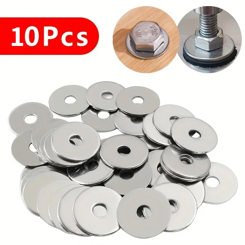50PCS Heavy Duty M6 Flat Washers - Premium 304 Stainless Steel, Corrosion Resistant for Indoor & Outdoor Fastening, Size 6x20mm