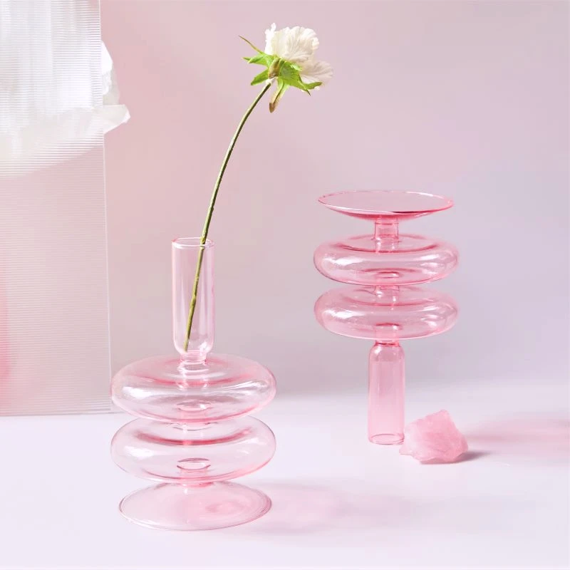 Pink Glass Candle Holder 1pc candle holders