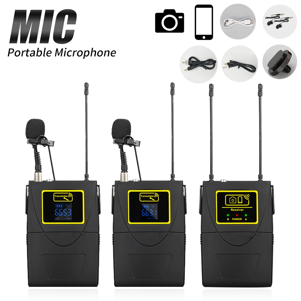 UHFWirelessLavalierMicrophoneSystemDualWirelessLapelMic35mm