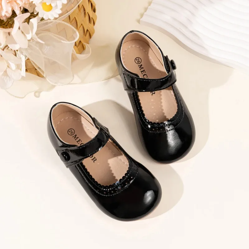 Girls' Leather Shoes 2026 Spring/Autumn New Simple Solid Color Kid's Princess Single Shoes Lightweight Children's Shoes 21-30 - 2