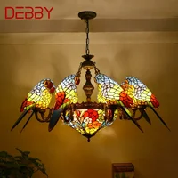 DEBBY Tiffany parrot Chandelier LED Vintage Creative Color Glass Pendant Lamp Decor for Home Living Room Bedroom Hotel 1