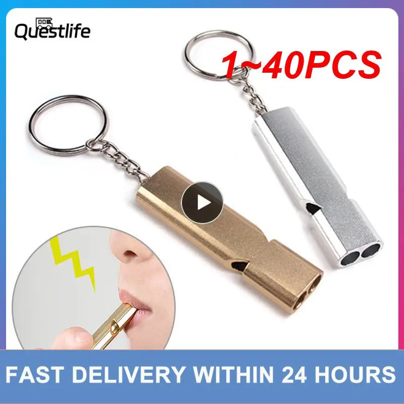 

1~40PCS Aluminum Alloy Whistle Outdoor Hiking Camping Safe Survival Warning Dual-tube Whistle Practical Waterproof Team Sports