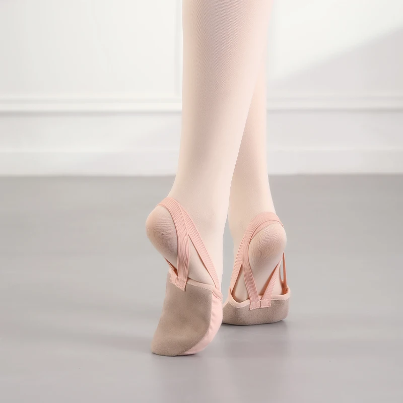Girls Ballet Dance Shoes Half-palm Shoes Rhythmic Gymnastics Shoes Women's Children's Suede Half Foot Toe Shoes Belly Dance Shoe 2