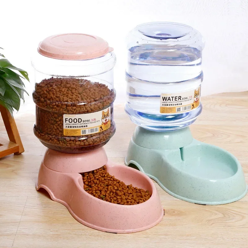 Dog Automatic Feeders - Plastic Water Bottle and Cat Bowl Feeding Station