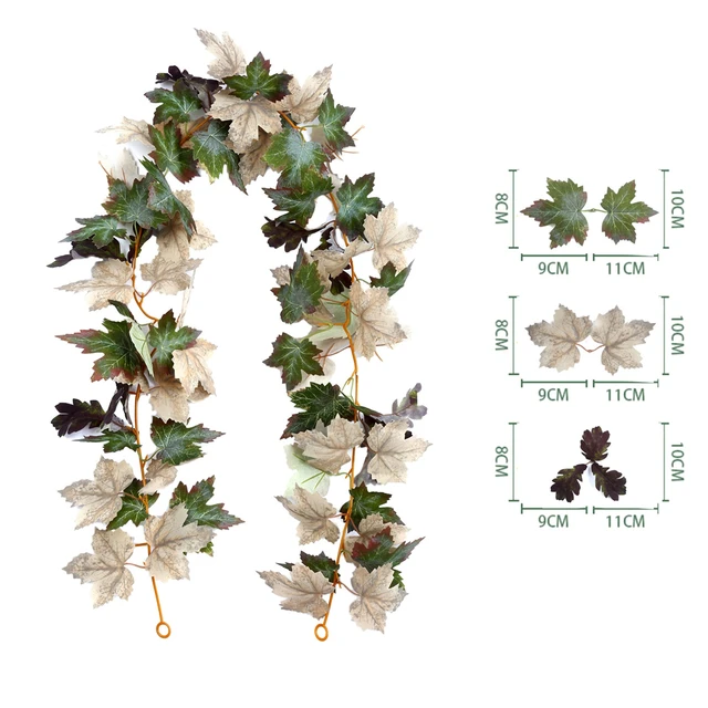 最大10%OFFクーポン 人工カエデの葉の花輪、偽の植物、秋の装飾の葉、感謝祭のつる ドライ・プリザーブドフラワー