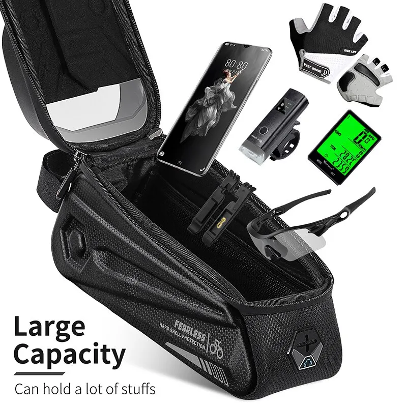 WEST BIKING Bicycle Bag Waterproof 7.0 Inch Phone Case 1.7L Touch Screen Top Tube Front Frame Bag Road MTB Cycling Accessories