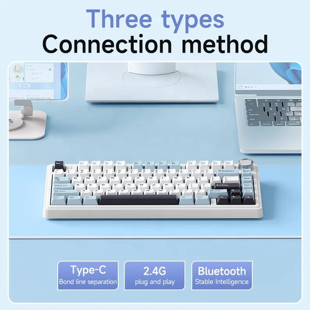 AULA F75 2.4G Wireless/Bluetooth/Wired Gaming Mechanical Keyboard RGB Customized 75% Layout OEM Profile Gasket Structure 4