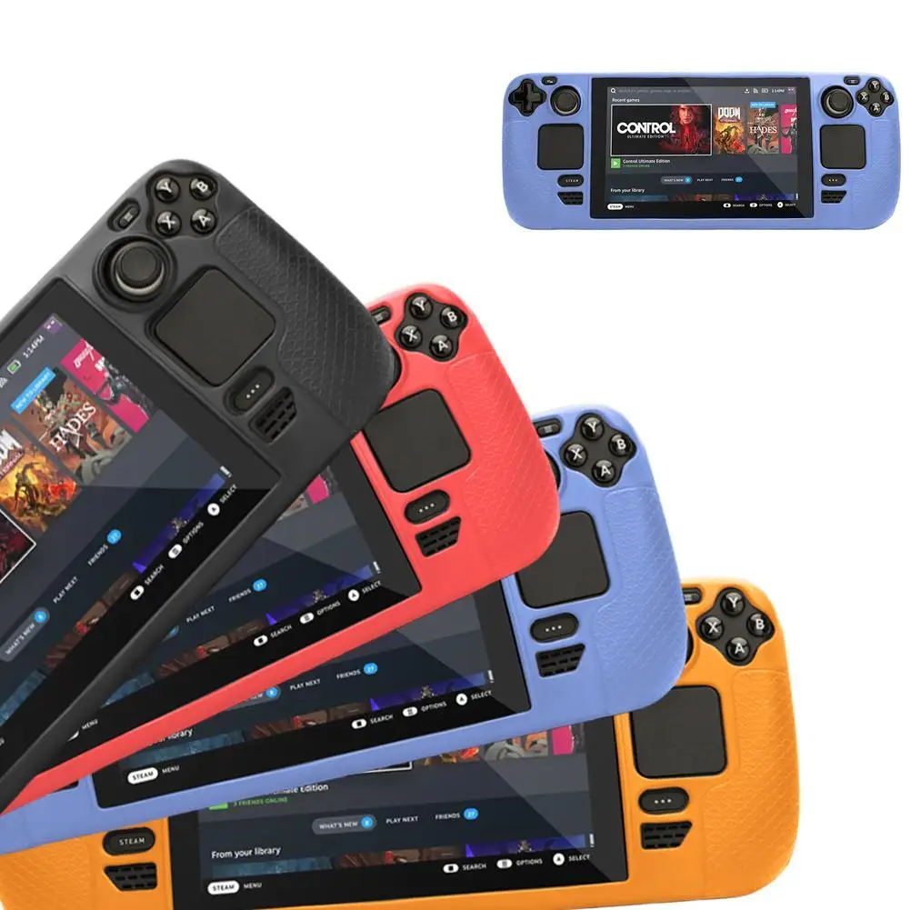 

Silicone Cover Anti-scratch Non-slip Protective Case with Lanyard for Steam Deck Handheld Console Games Accessories