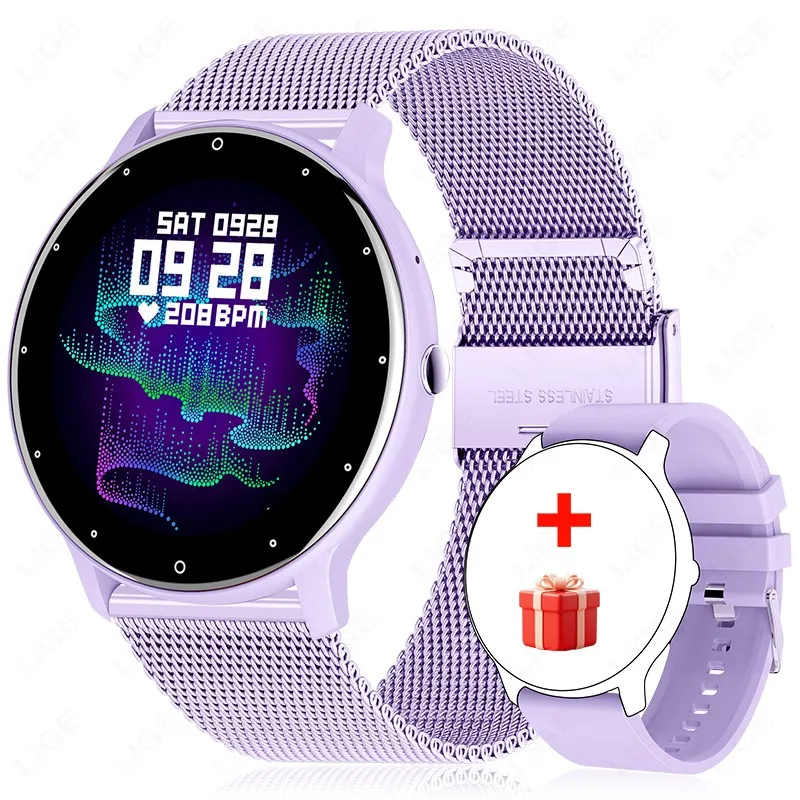 LIGE Smart Watch Women Men Full Touch Screen Bluetooth Call Smartwatch Waterproof Sports Fitness Tracker Watches for Android iOS