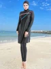 Muslim Swimwear Women Modest Patchwork Hijab Long Sleeves Sport Swimsuit 3pcs Islamic Burkinis Wear Bathing Suit