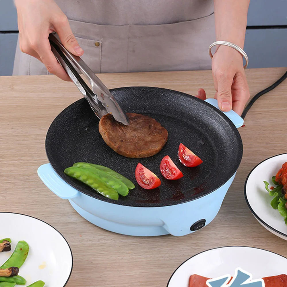 220V Multifunction Electric Frying Pan Skillet Non-Sticky Grill Fry Baking Roast Pan Cooker Steak Barbecue Cooking Kitchen Tool 2