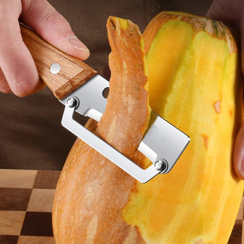 1PC Stainless Steel Peeler with Wooden Handle for Peeling and Slicing Fruits and Vegetables | Durable and Smooth Operation