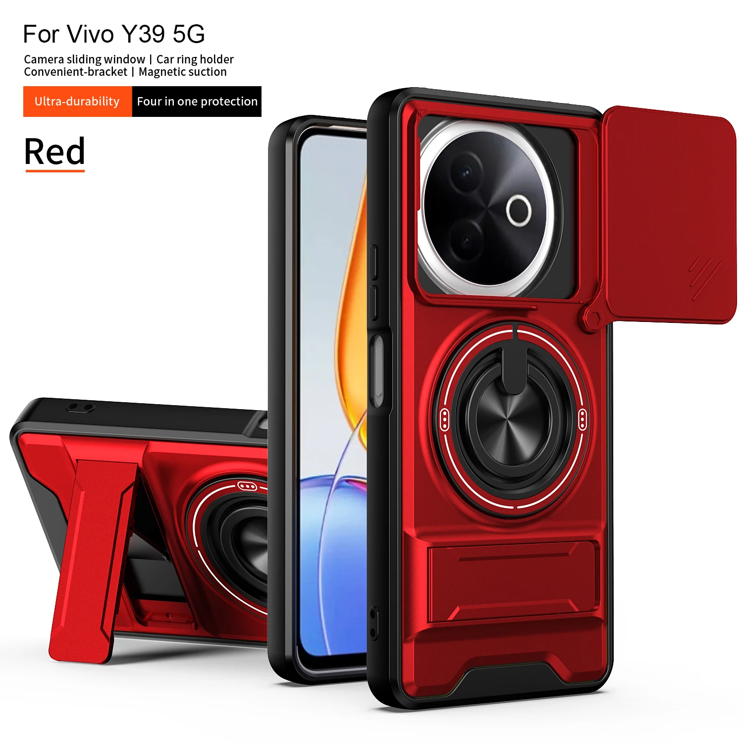 Armored Hard Shell Phone Case with 360° Rotating Magnetic Ring Holder