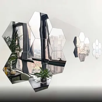 3D Hexagon Mirror Wall Stickers – Multi Size 1