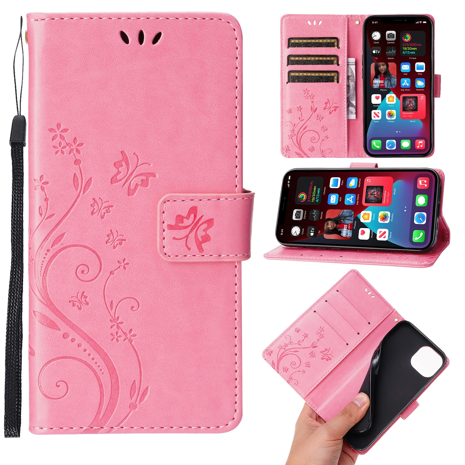 Small Butterfly Embossed PU Leather Phone Case