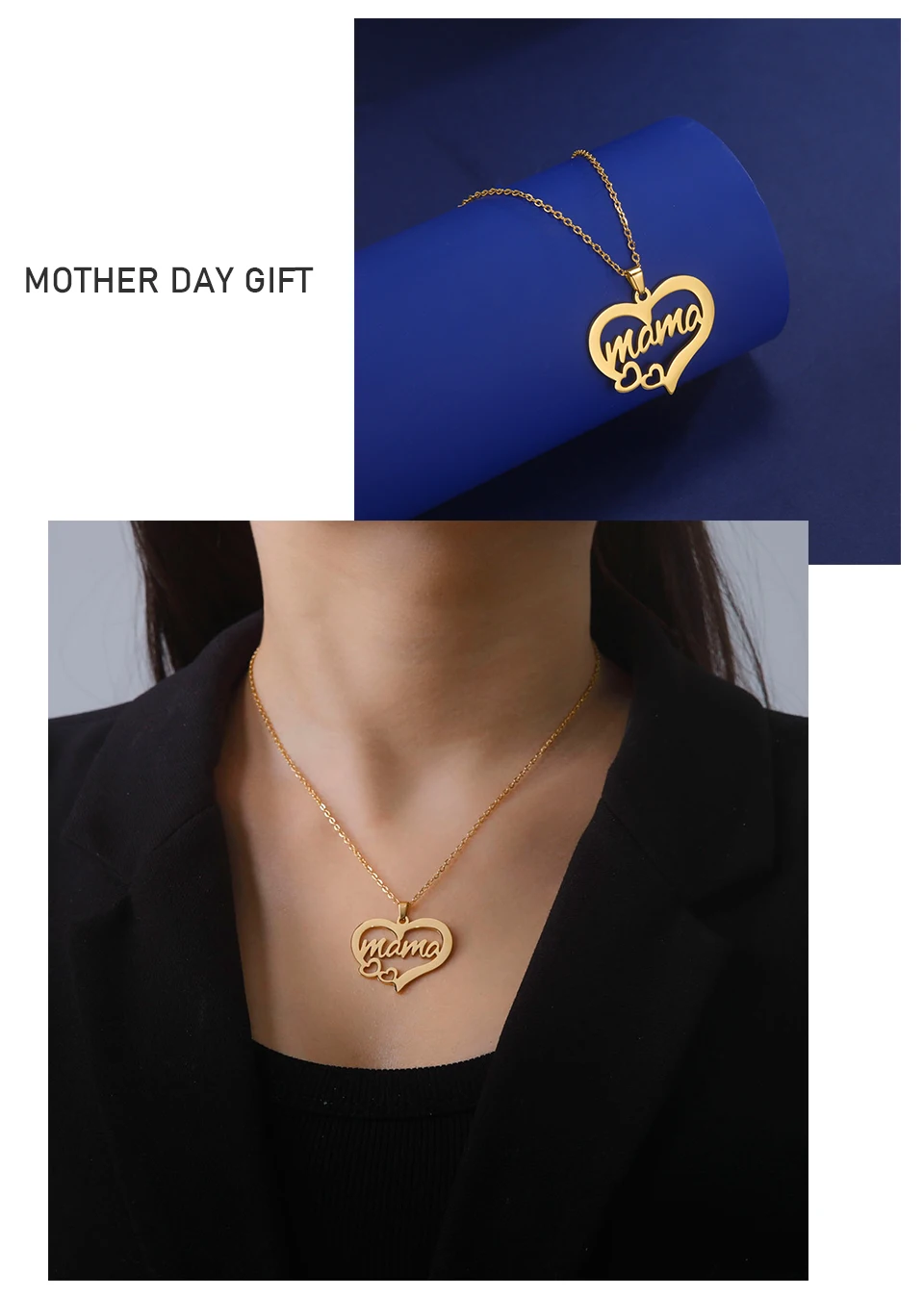 Kkjoy Mutter der Tag Mama Brief Anhänger Edelstahl Halskette für Frauen Geschenke liebe Anhänger Hals Kette Exquisite Schmuck Geschenk – Detail 6
