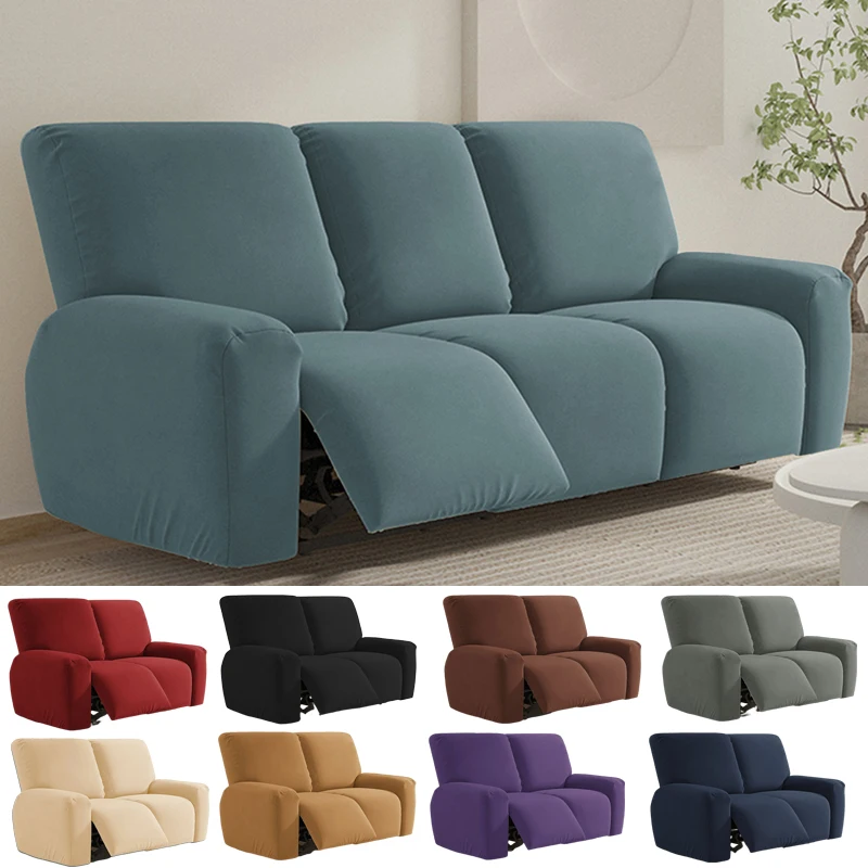 Microfiber Stretch Sectional Recliner Sofa Slipcover Soft Fitted Fleece