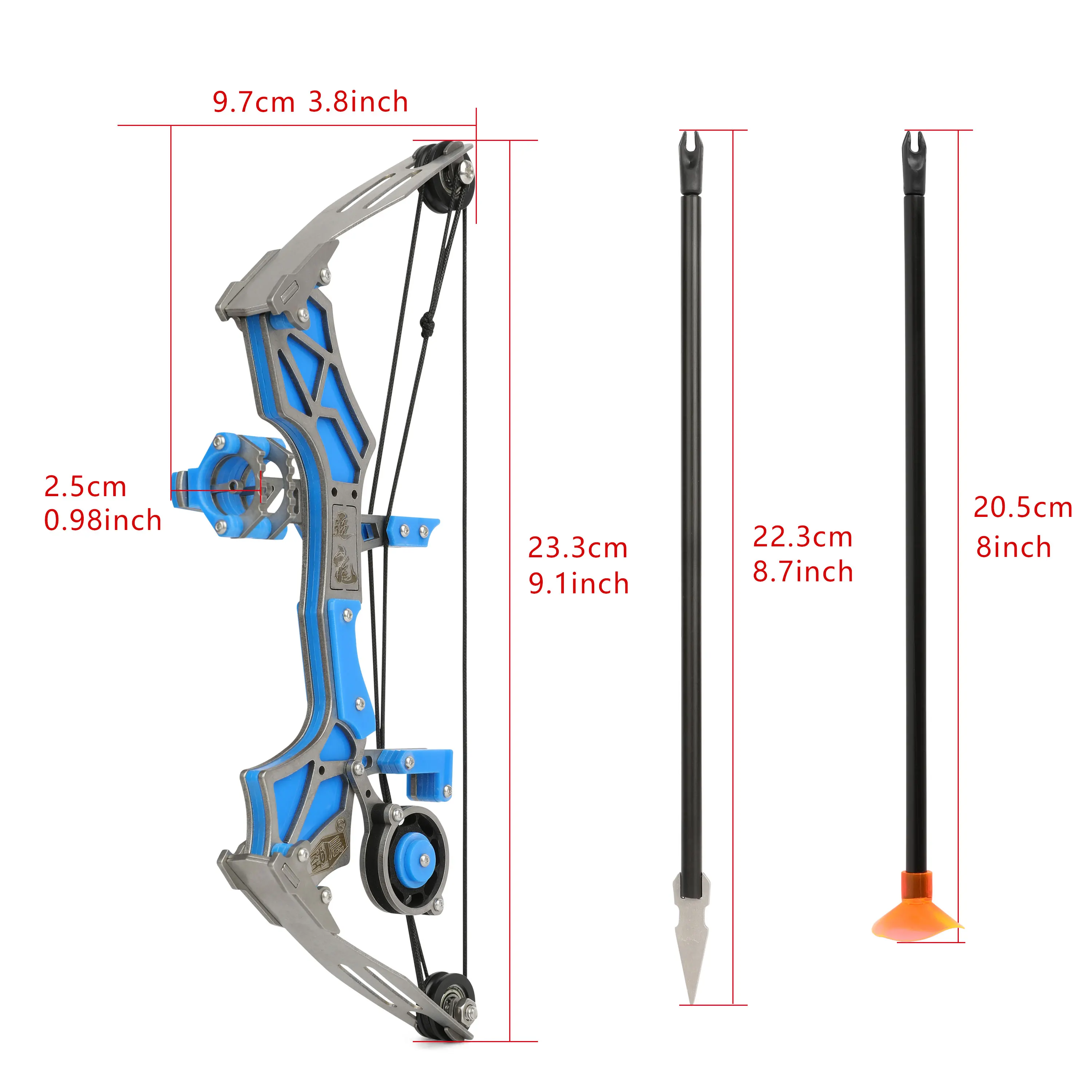 Archery Mini Compound Bow and Arrow Set 12Lbs Stainless Steel Powerful Bow Range 20-30m for Practice Shooting Pocket Pulley