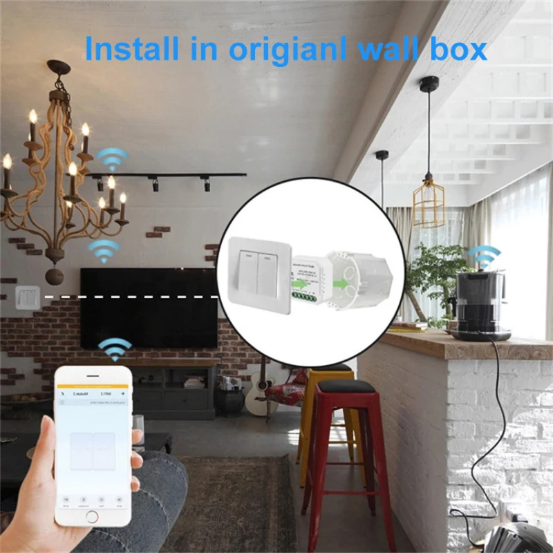 

Tuya Smart Wifi Module Blind Switch for Roller Shutter Electric Motor 1/2 Gang Compatible with Alexa Home