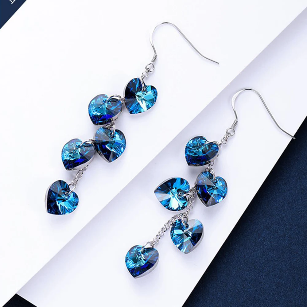 2025 New Brilliant Heart Crystal Dangle Drop Earrings for