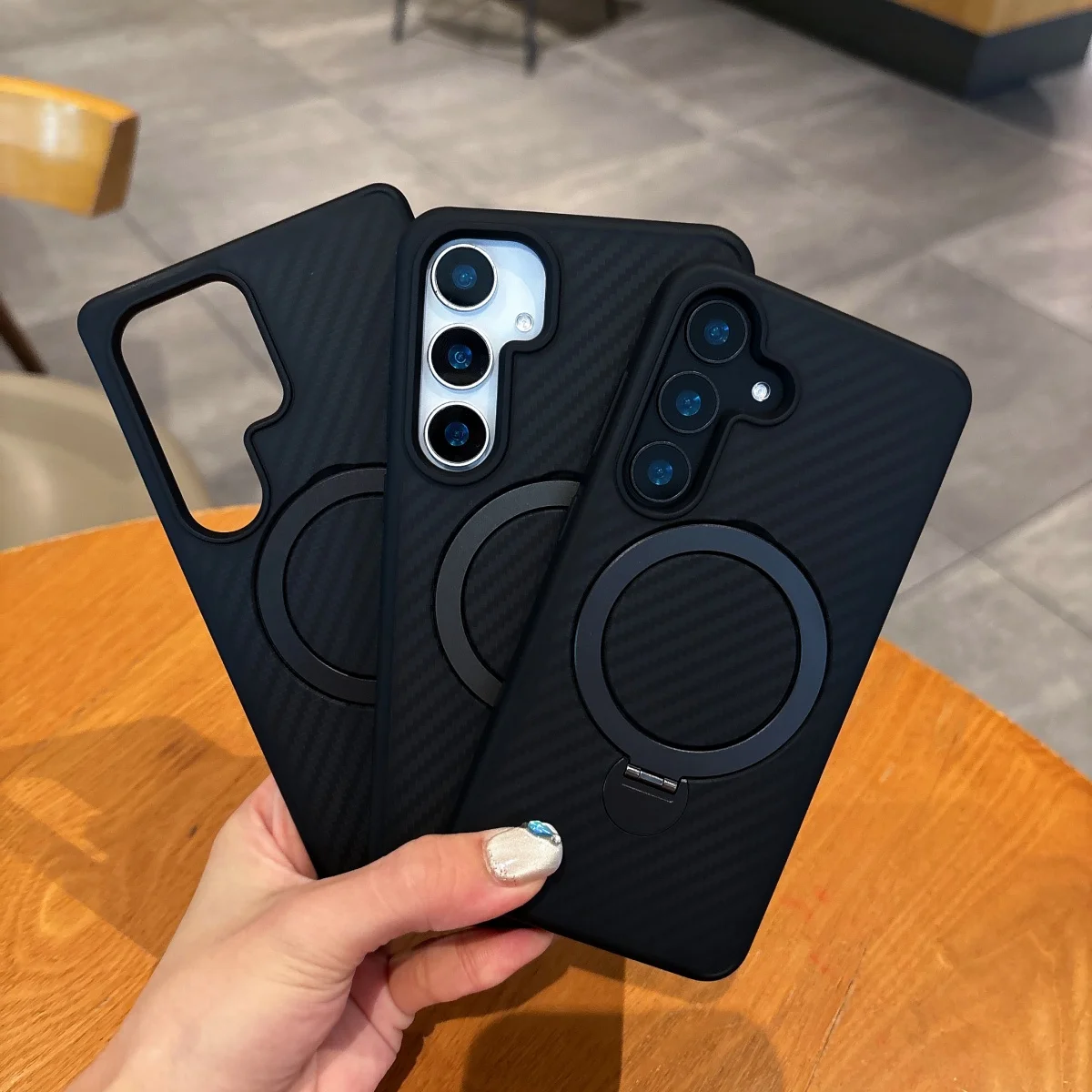 Versatile 360° Magnetic Stand Carbon Fiber Kevlar Phone Case with Magsafe Bracket