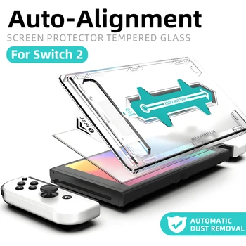 Auto-Alignment Screen Protector for Nintendo Switch 2 OLED Accessories, HD Clear Tempered Glass for Switch2, Bubble Free 1