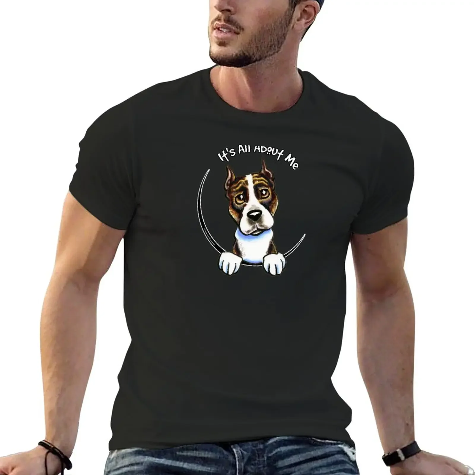 Amstaff Brindle Iaam T-Shirt Plus Size Top T-Shirt In Tinta Unita Per Uomo Cotone